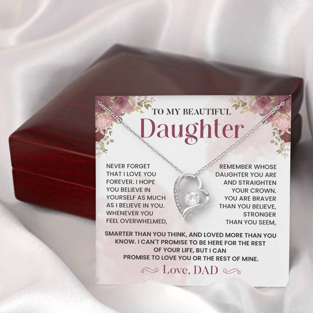 Daughter Necklace Gift from Dad – Crown Reminder Message