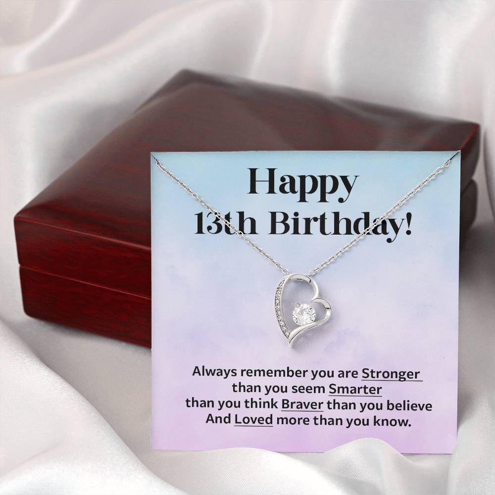 13th Birthday Gift Necklace for Girl – Strength and Love Message Card