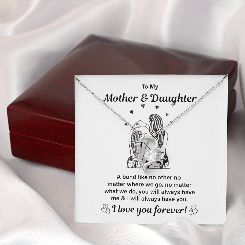 Mother Daughter Bond Necklace Gift with Message Card