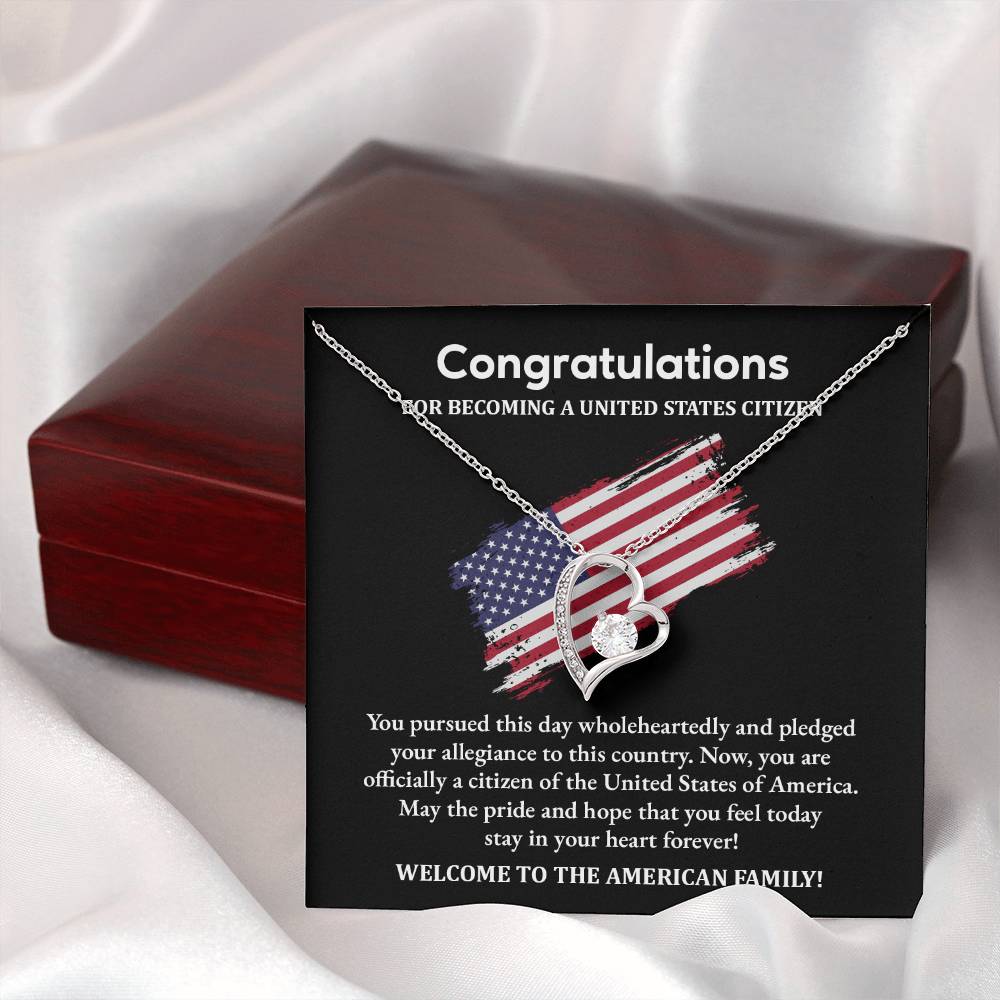 Congratulations Necklace For New U.s. Citizen Necklace For New U.s. Citizen Gift For U.s. Citizenship Success Necklace With Citizenship Message U.s. Citizenship Celebration Gift Jewelry For New U.s. Citizen Necklace For Citizenship Pledge