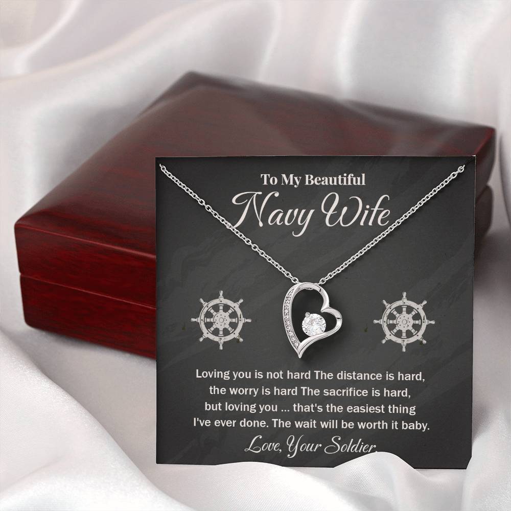 Navy Wife Necklace Gift from Husband – With Message Card