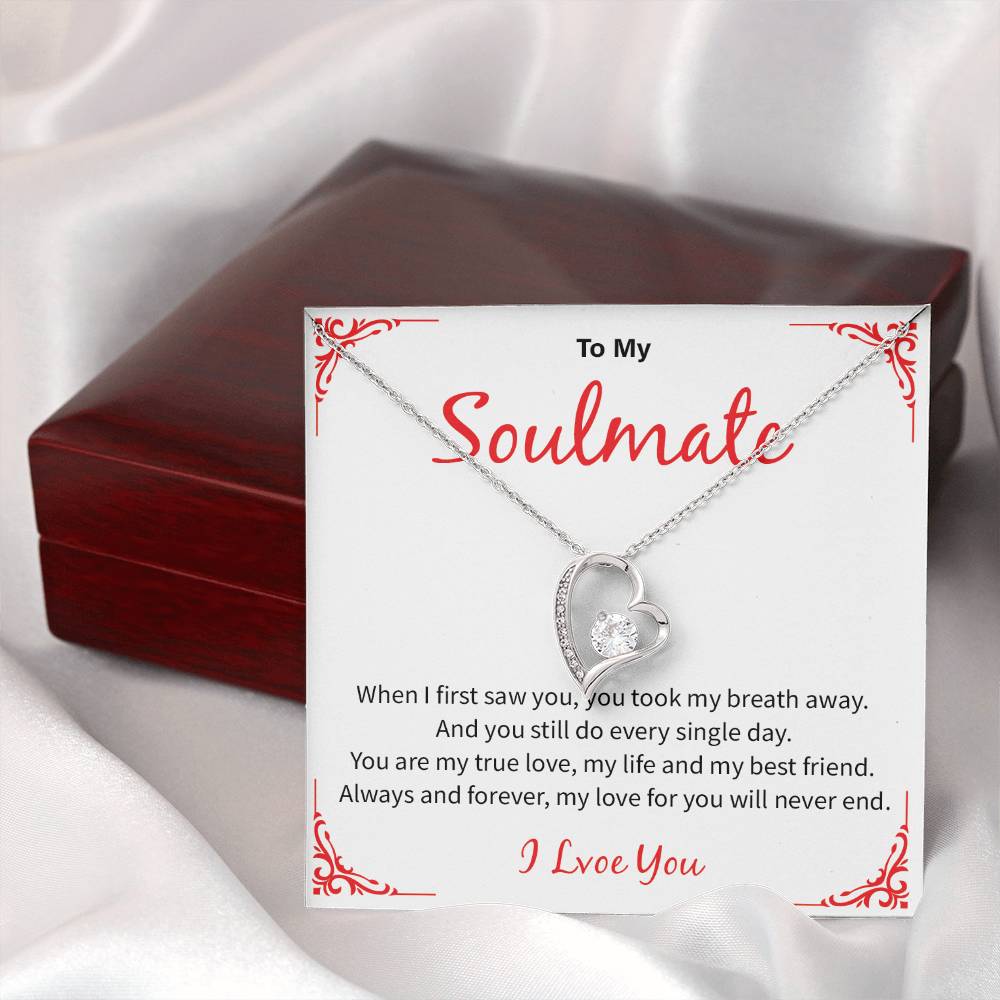 Soulmate Necklace Gift for Wife – I Love You Message Card