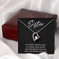 Sister Necklace Gift with Heart Pendant – Sentimental Message Card Included