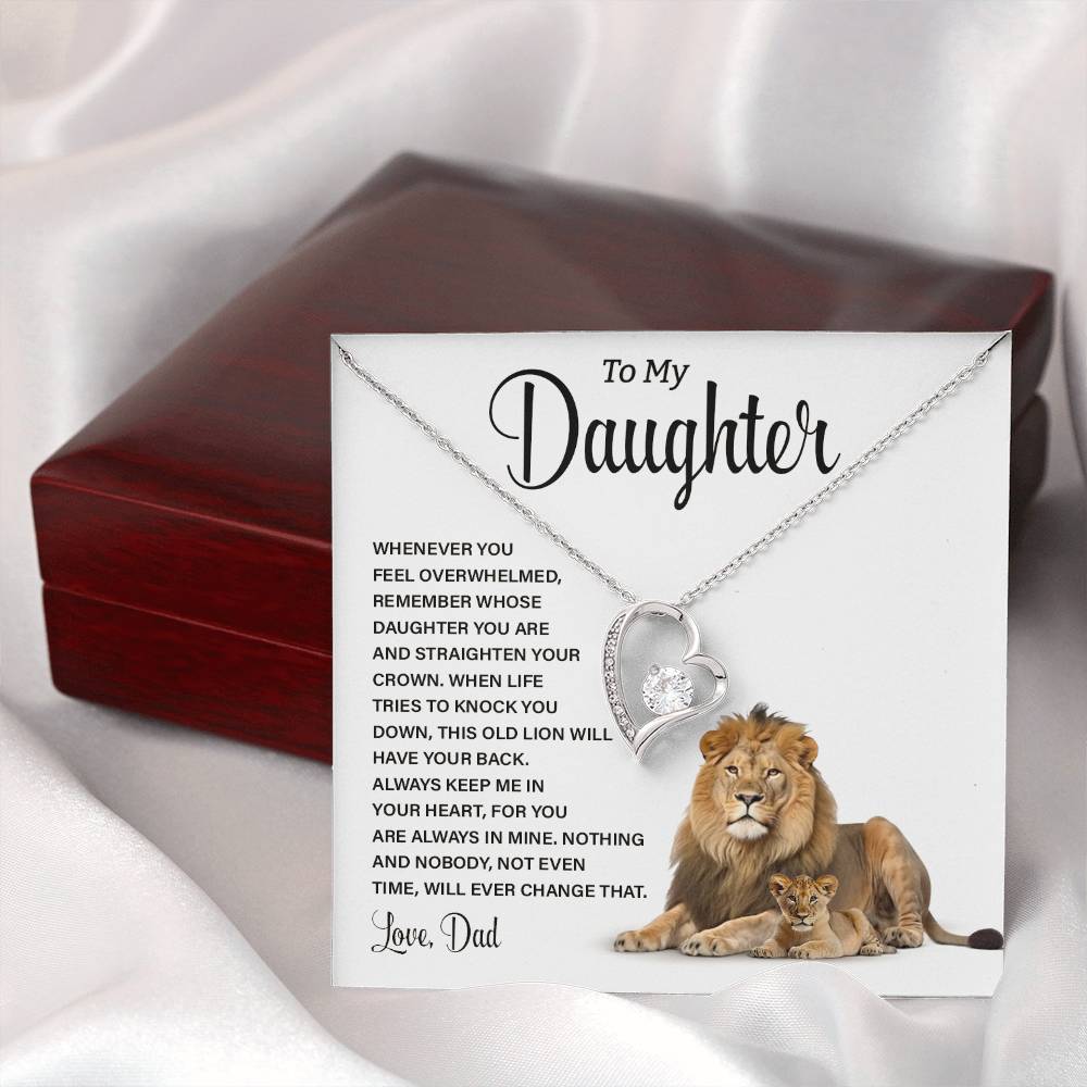 To My Daughter Lion Necklace from Dad – Strength & Love Message Card
