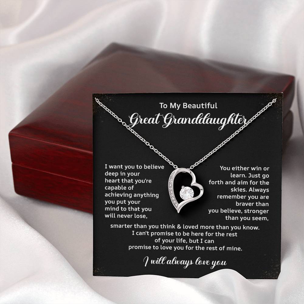 Great Granddaughter Necklace Gift – Encouragement & Love Message Card