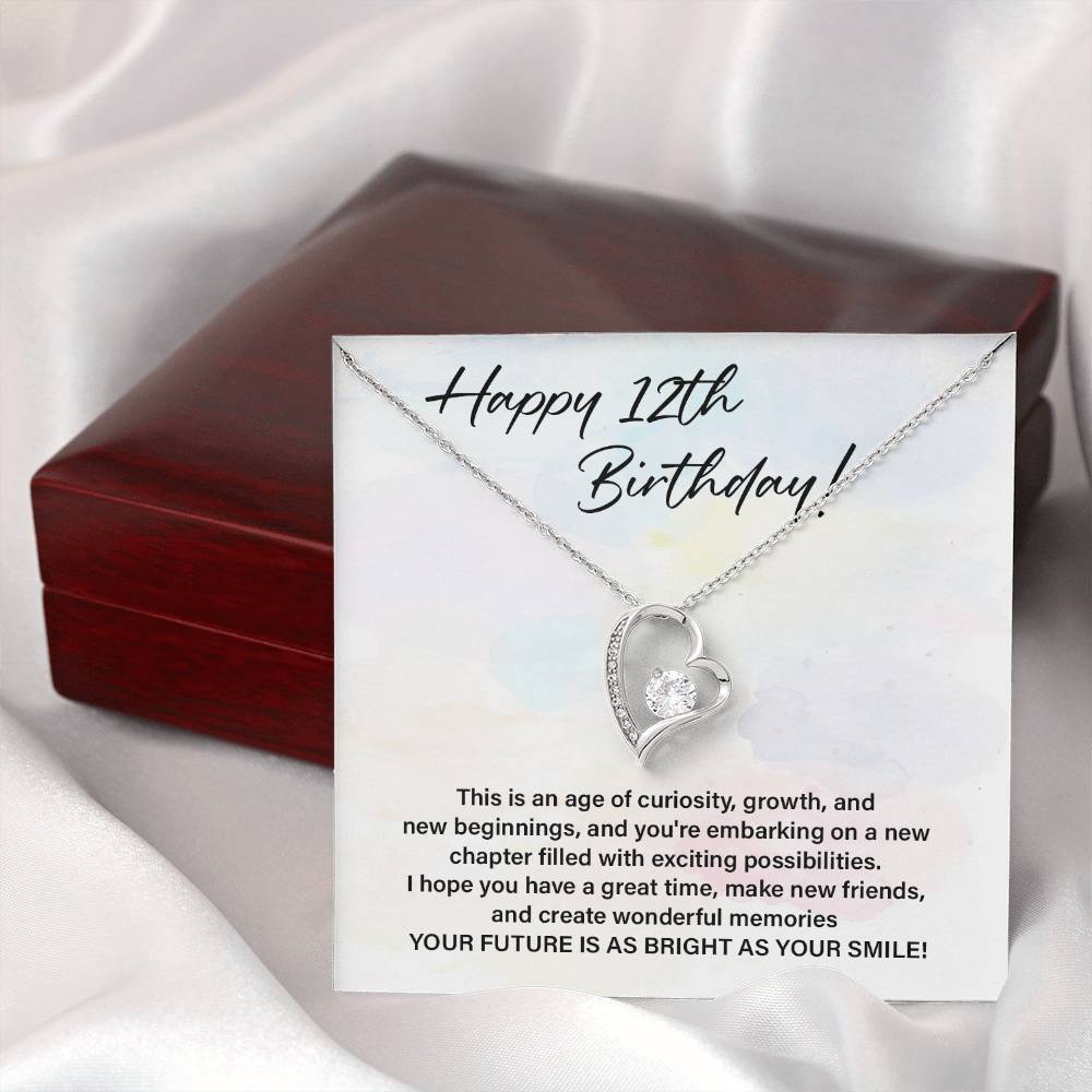 12th Birthday Necklace Gift for Girl – Bright Future Message Card