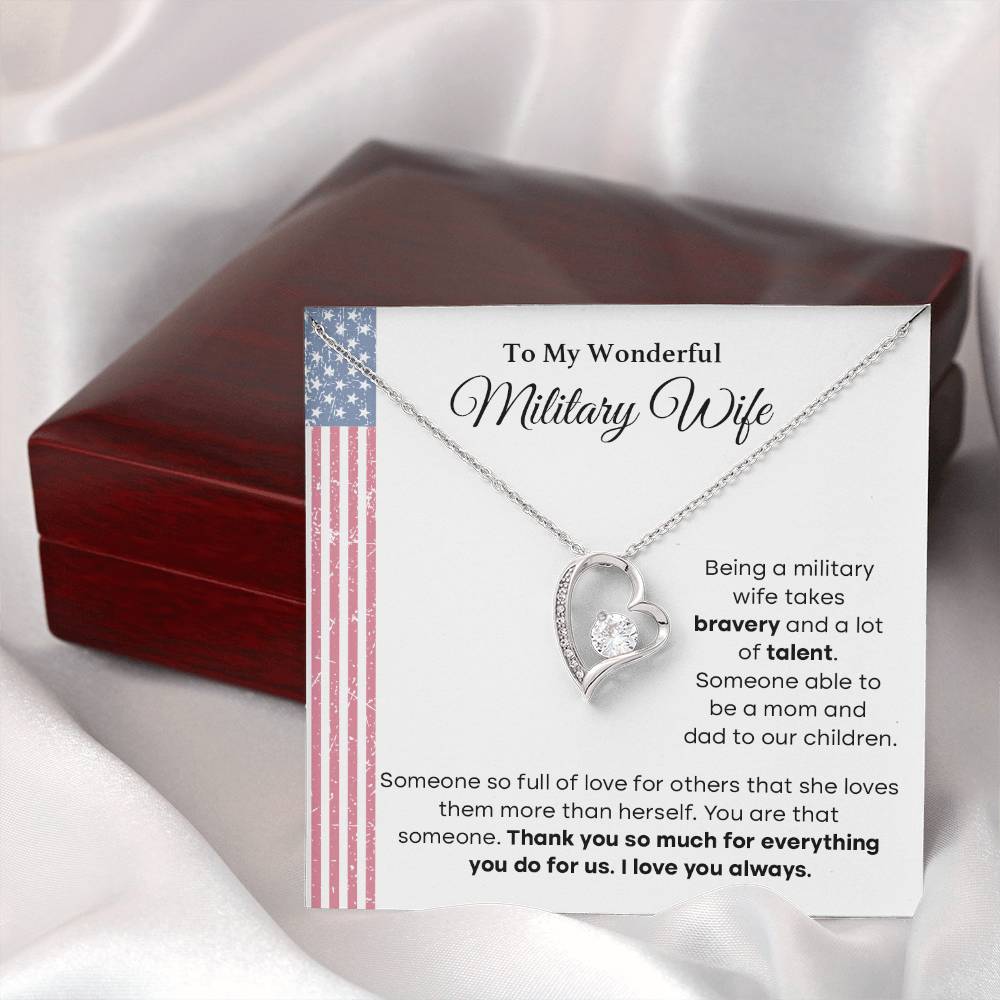 To My Wonderful Military Wife Heartfelt Jewelry Gift Military Wife Jewelry Supportive Necklace For Wives Bravery And Strength Jewelry Love And Appreciation Necklace Thank You Jewelry Gift Forever Loved Necklace Unique Jewelry For Wives