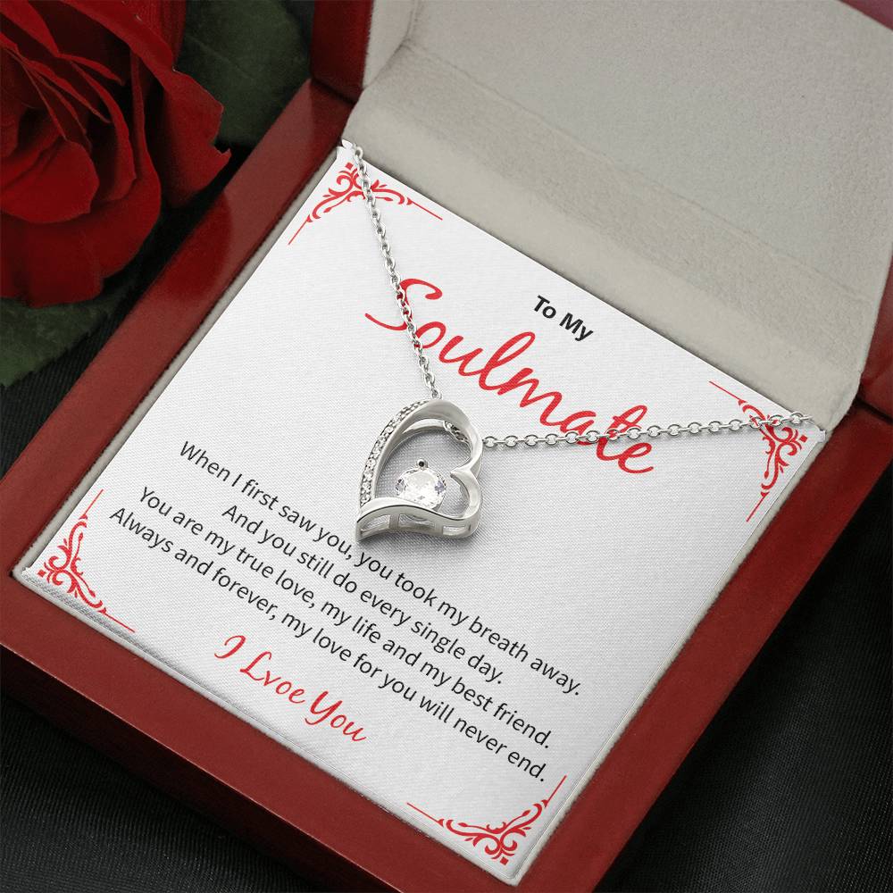 Soulmate Necklace Gift for Wife – I Love You Message Card