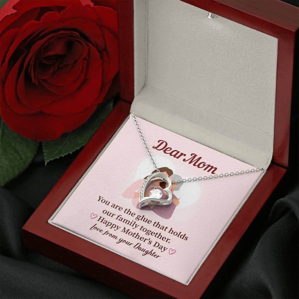 Dear Mom Family Glue Pendant Elegant Jewelry For A Mother’s Day Gift Sweet Gift For A Wonderful Woman Heartfelt Necklace Sentimental Jewelry Thank You Pendant Gift For A Special Mom Sweet Pendant For Family Love