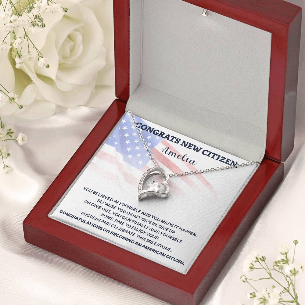 Congrats Necklace For New U.s. Citizen Amelia Necklace For New U.s. Citizen Gift For New American Citizen Necklace With Citizenship Message U.s. Citizenship Achievement Gift Necklace For Proud U.s. Citizen Necklace For Citizenship Success