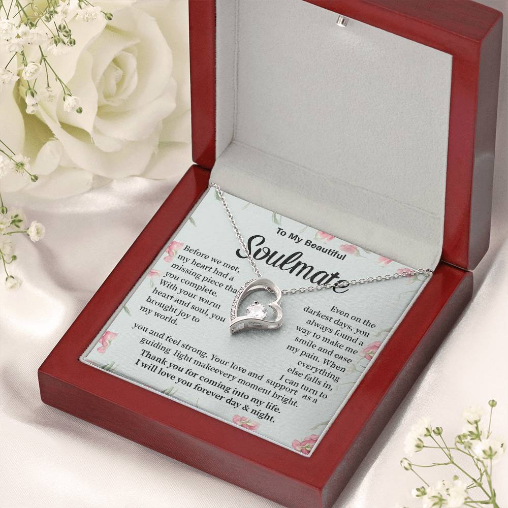Soulmate Necklace Gift for Her – Romantic Message Card