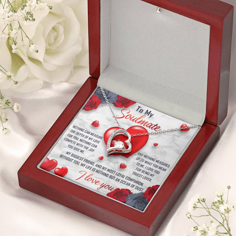 To My Soulmate Necklace Gift- Nothing Can Measure The Depth Of My Love For You, Valentine's Day Soulmate Jewelry With A Meaningful Message Card.