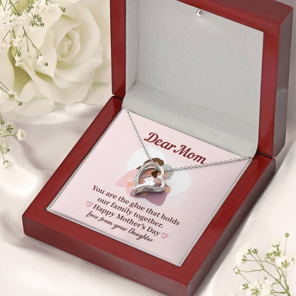 Dear Mom Family Glue Pendant Elegant Jewelry For A Mother’s Day Gift Sweet Gift For A Wonderful Woman Heartfelt Necklace Sentimental Jewelry Thank You Pendant Gift For A Special Mom Sweet Pendant For Family Love