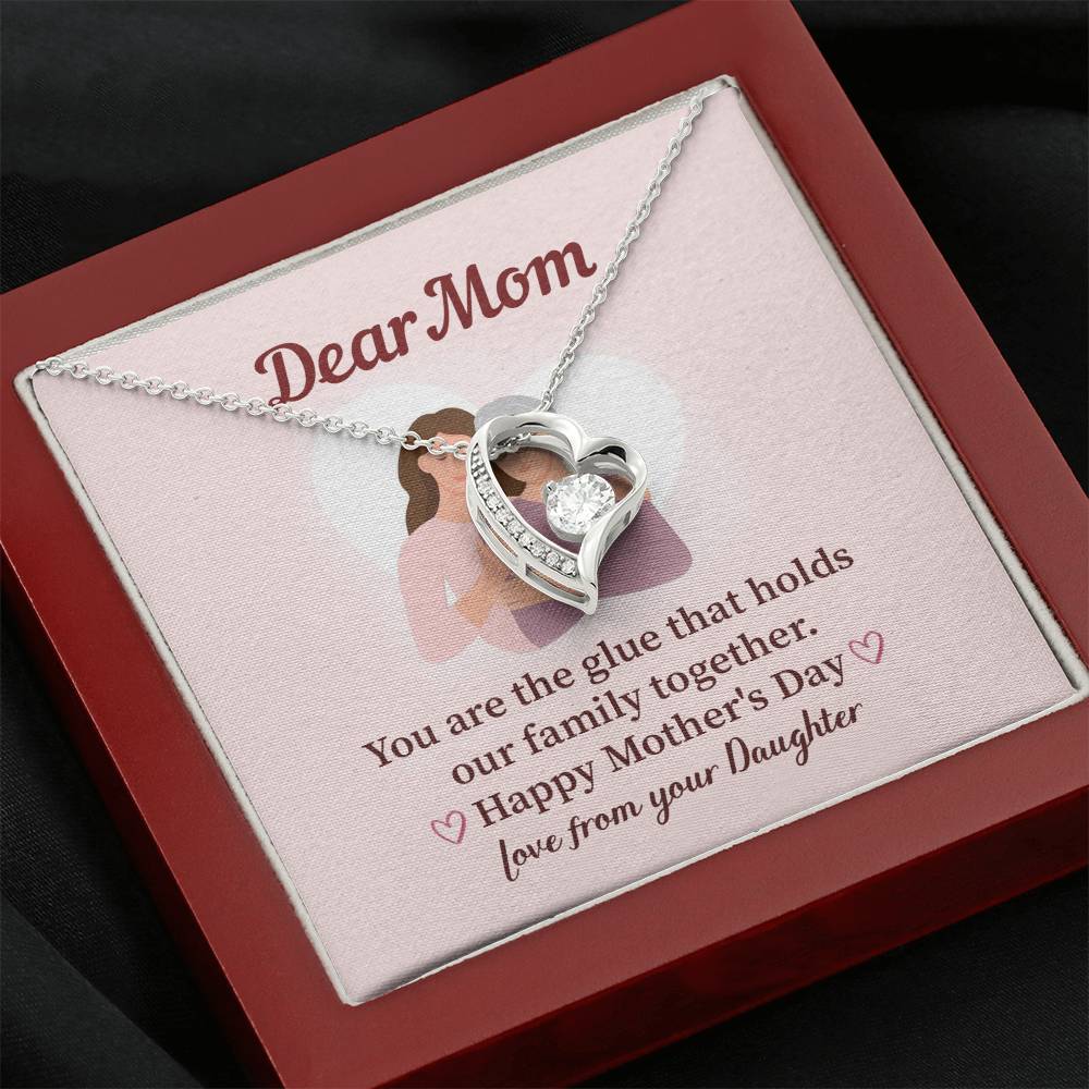 Dear Mom Family Glue Pendant Elegant Jewelry For A Mother’s Day Gift Sweet Gift For A Wonderful Woman Heartfelt Necklace Sentimental Jewelry Thank You Pendant Gift For A Special Mom Sweet Pendant For Family Love