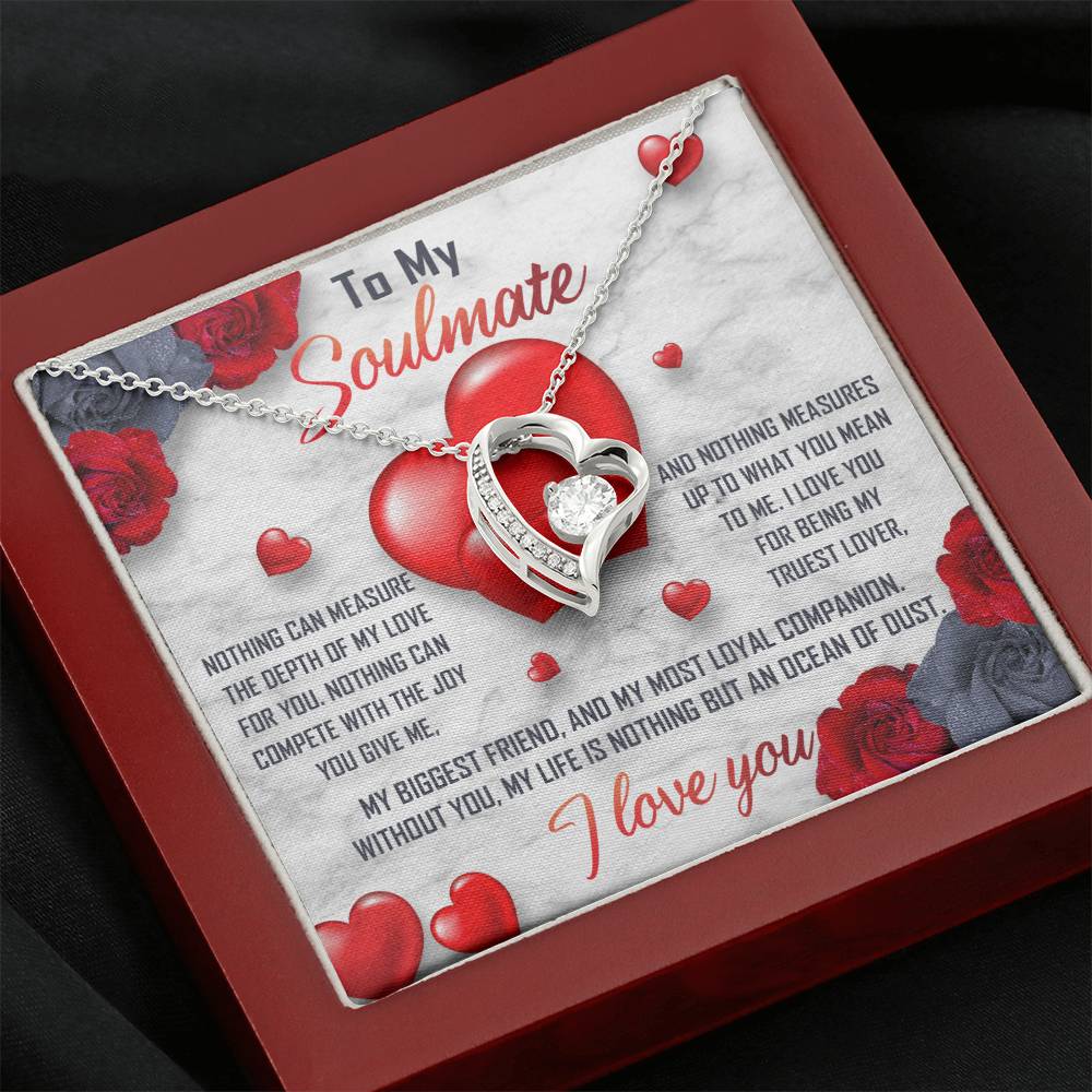 To My Soulmate Necklace Gift- Nothing Can Measure The Depth Of My Love For You, Valentine's Day Soulmate Jewelry With A Meaningful Message Card.