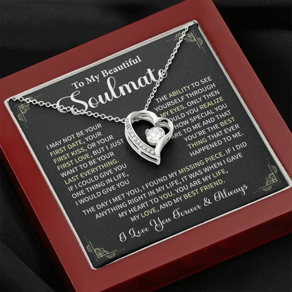 Soulmate Necklace Gift With Romantic Message Card