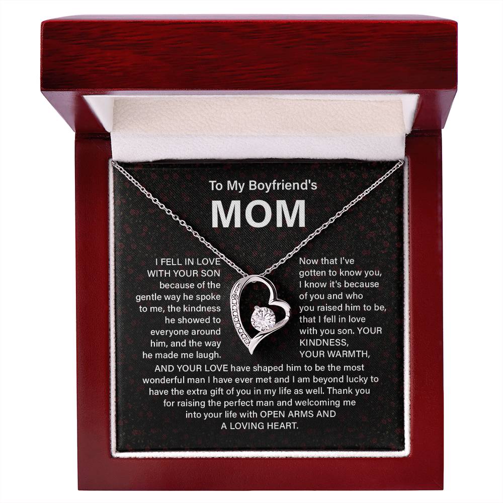 Boyfriend’s Mom Necklace Gift with Heart Pendant