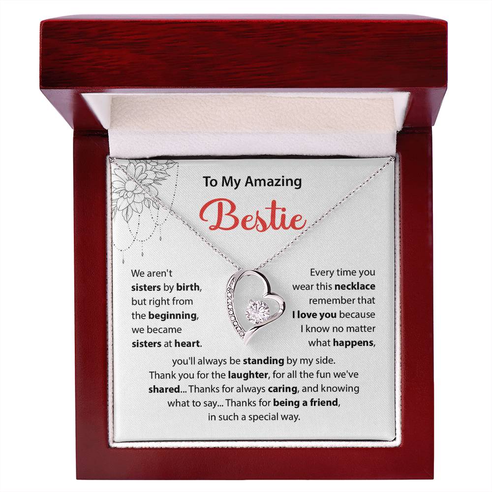 Bestie Heart Necklace Gift with Friendship Note