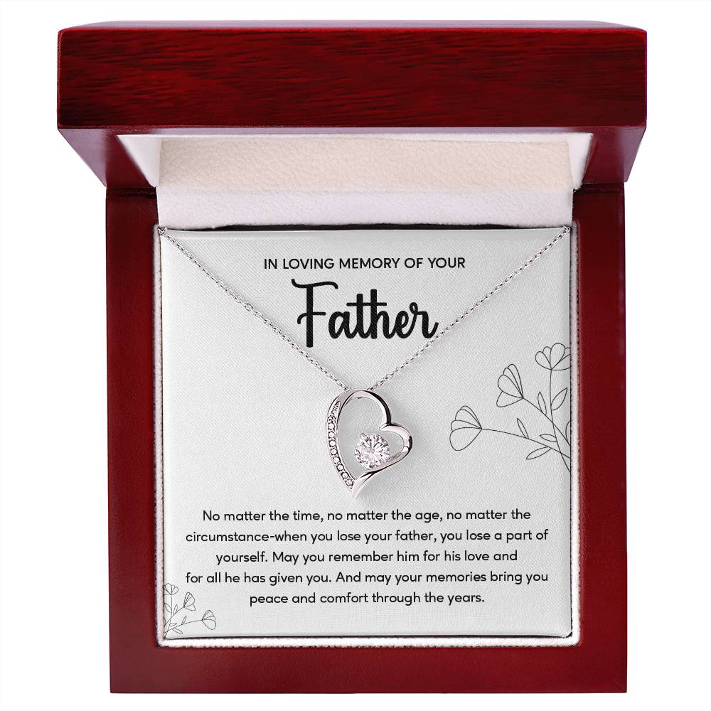 Sympathy Gift for Loss of Father Heart Necklace with Message Card