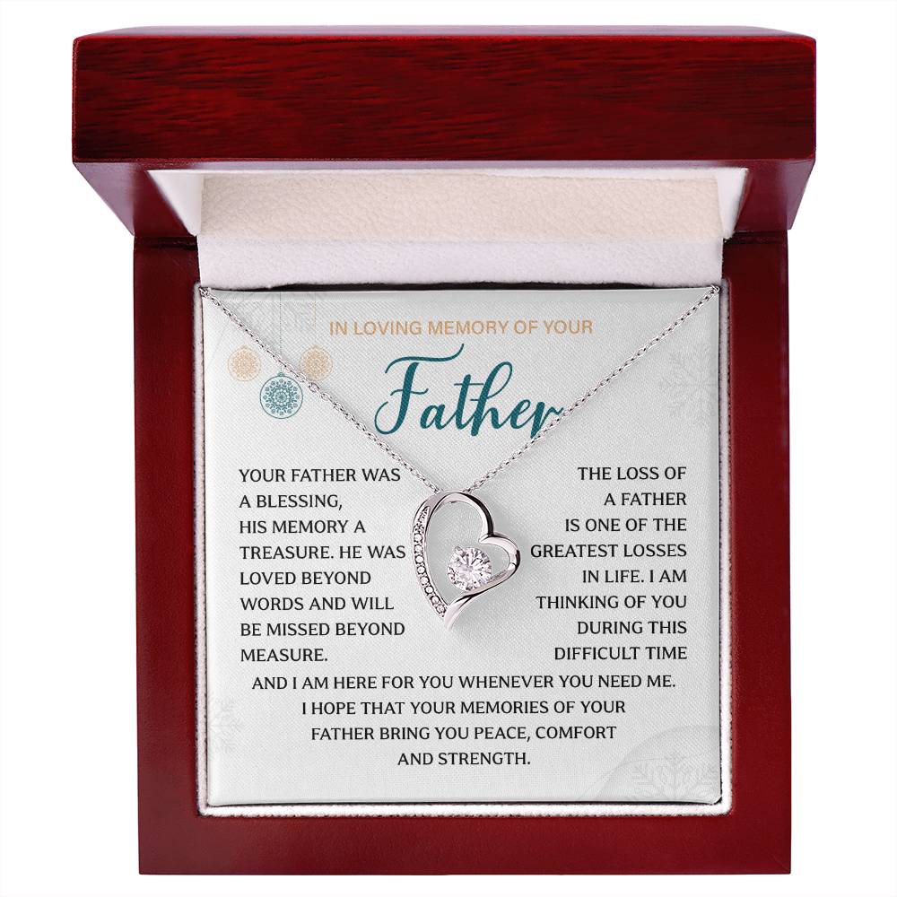Sympathy Necklace Gift for Loss of Father with Message Card
