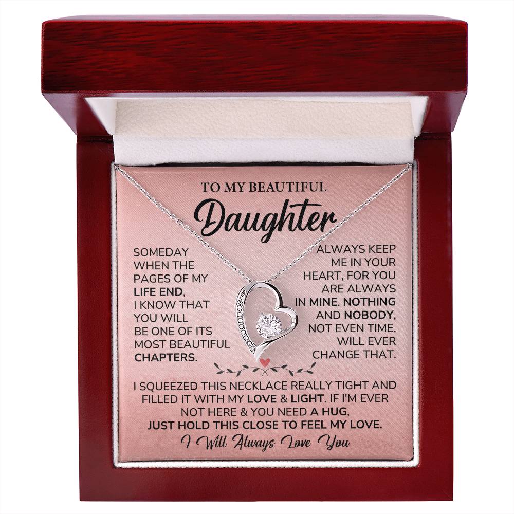 Daughter Gift with Heart Pendant from Parent with Message Card