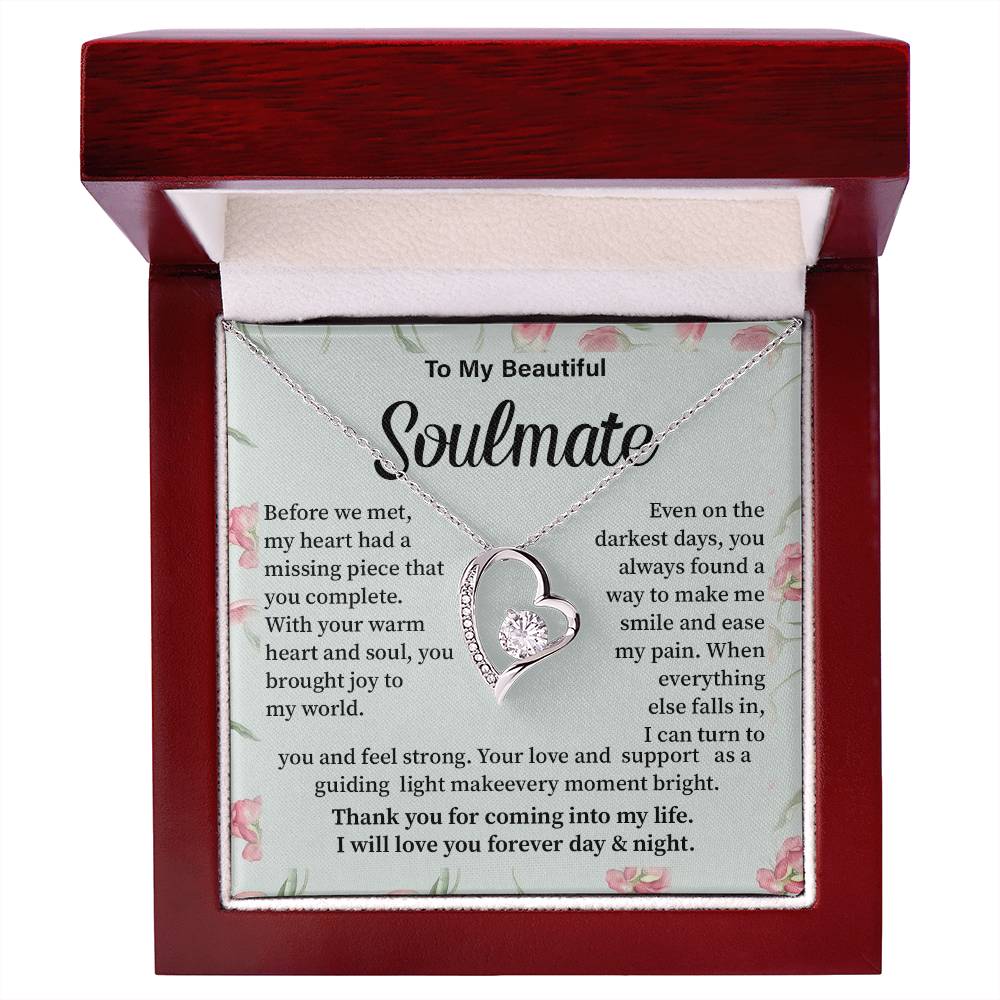 Soulmate Necklace Gift for Her – Romantic Message Card