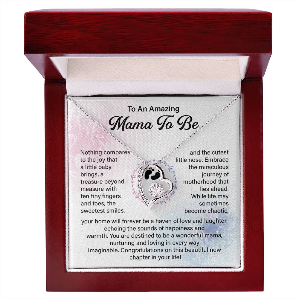 Mama To Be Heart Necklace with Baby Message