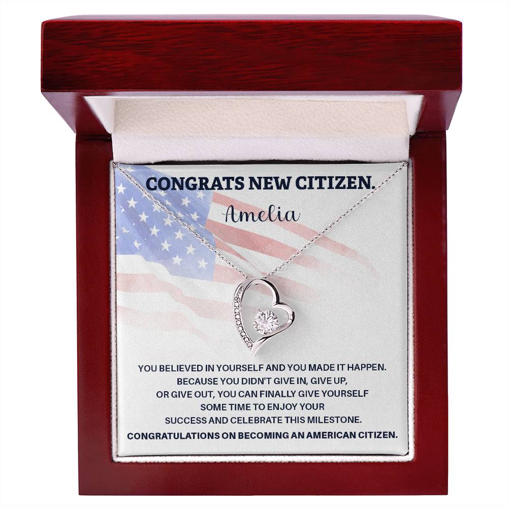 Congrats Necklace For New U.s. Citizen Amelia Necklace For New U.s. Citizen Gift For New American Citizen Necklace With Citizenship Message U.s. Citizenship Achievement Gift Necklace For Proud U.s. Citizen Necklace For Citizenship Success