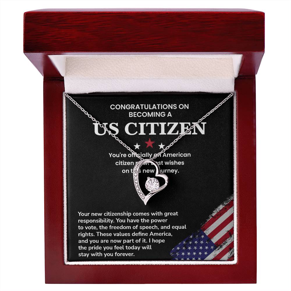 Congratulations Necklace For New U.s. Citizen Necklace For New U.s. Citizen Necklace With Citizenship Message Necklace For Official U.s. Citizen Necklace For New U.s. Patriot Jewelry For New U.s. Citizen Gift For U.s. Citizenship Ceremony