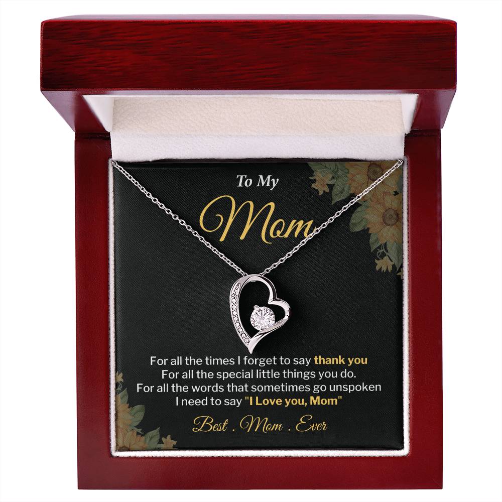 Mom Necklace Gift With Thank You Message Card
