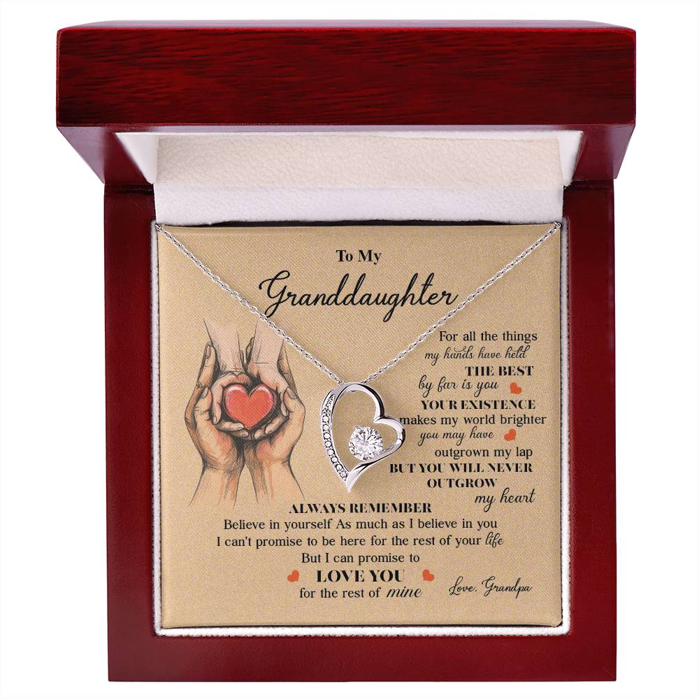 Granddaughter Necklace from Grandpa with Message Card