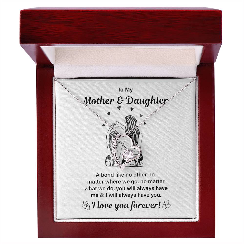 Mother Daughter Bond Necklace Gift with Message Card