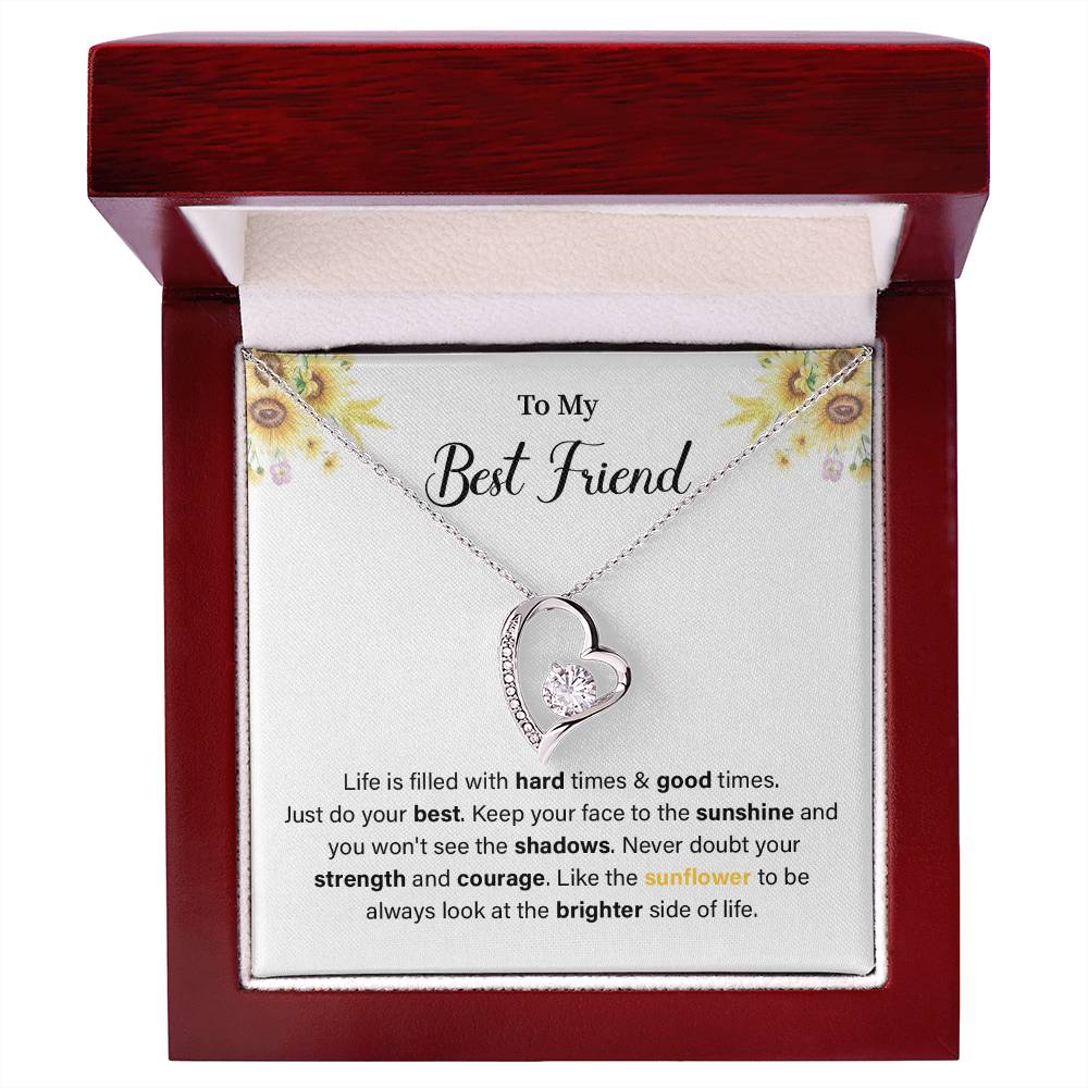 Sunflower Heart Necklace for Best Friend with Message Card