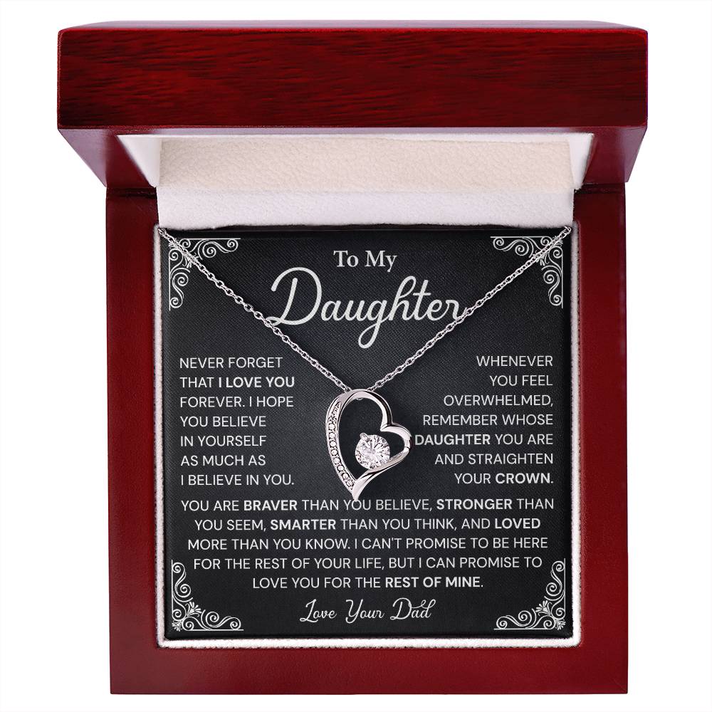 Daughter Heart Necklace Gift from Dad Message Card