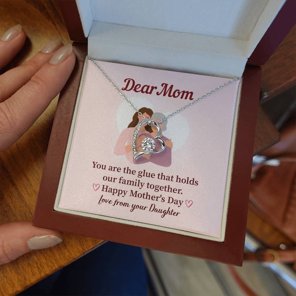 Dear Mom Family Glue Pendant Elegant Jewelry For A Mother’s Day Gift Sweet Gift For A Wonderful Woman Heartfelt Necklace Sentimental Jewelry Thank You Pendant Gift For A Special Mom Sweet Pendant For Family Love