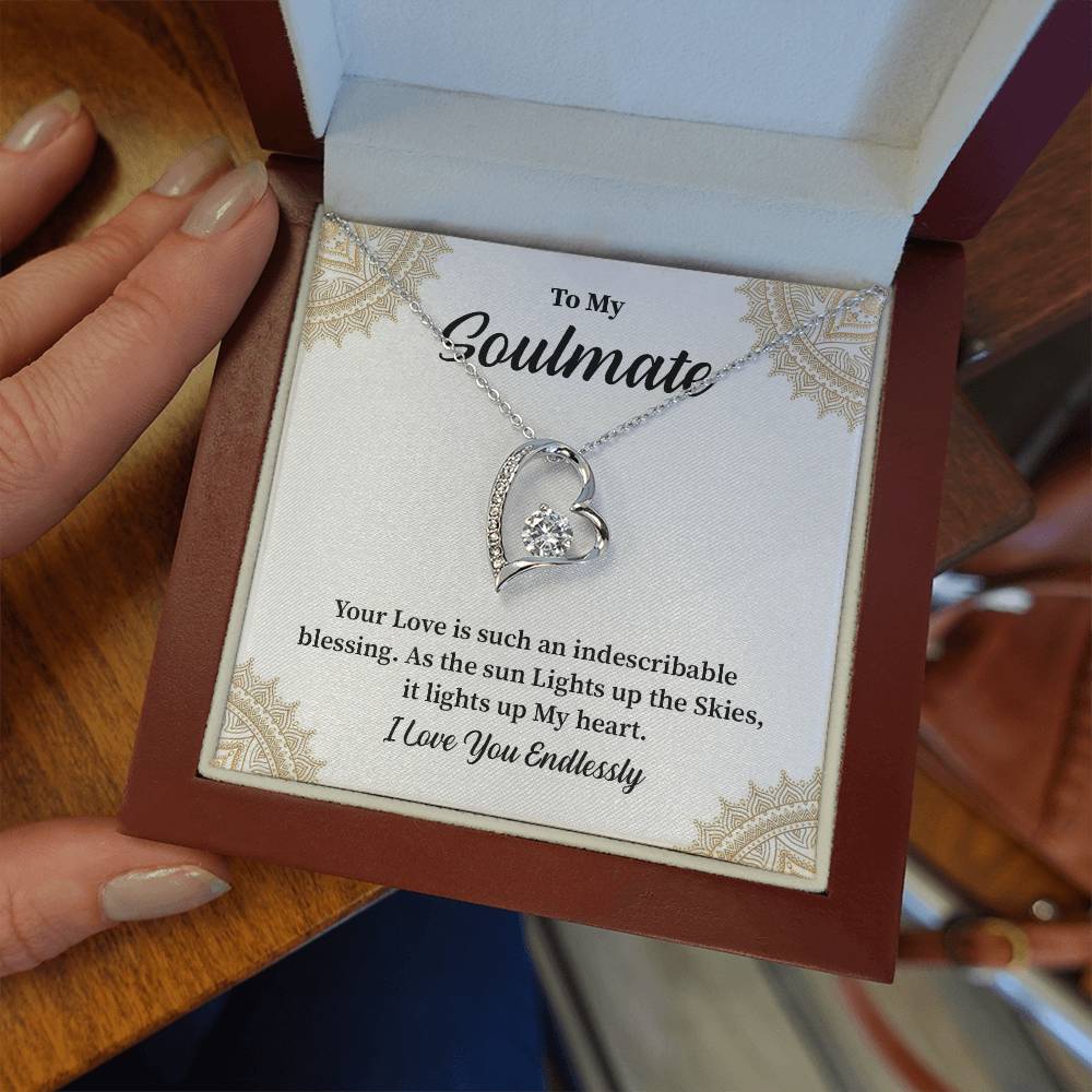 Soulmate Gift for Her with Heart Pendant Message