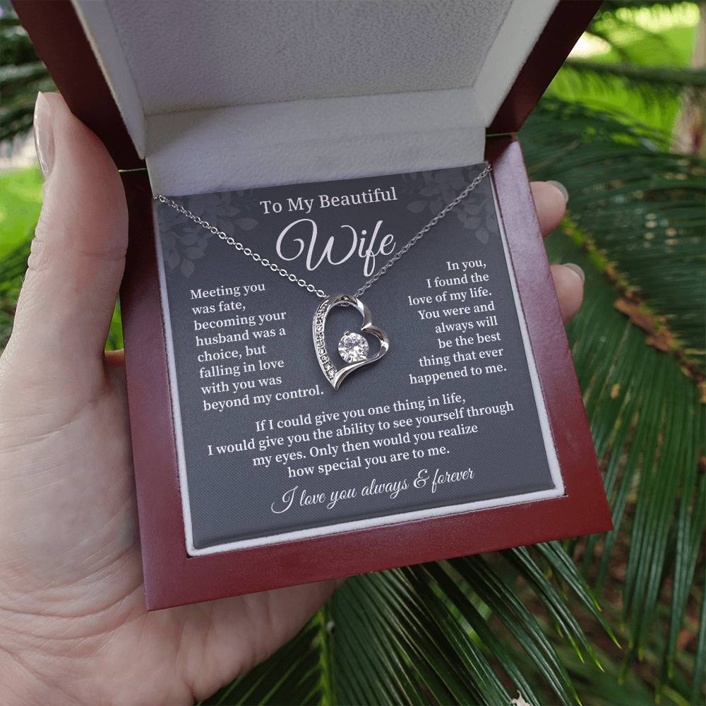 Wife Necklace Gift With Deep Love Message Card