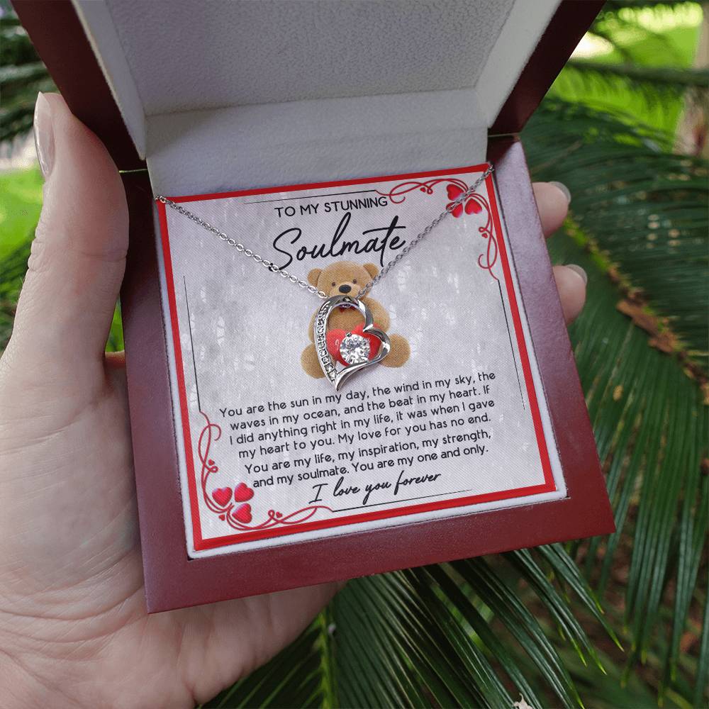 To My Stunning Soulmate Necklace Gift, Wife Girlfriend Soulmate Gift, Anniversary, Valentine's Day Birthday Gift, Soulmate Jewelry With Meaningful Message Card And Box.