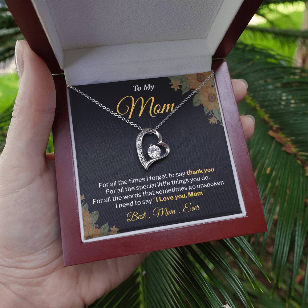 Mom Necklace Gift With Thank You Message Card