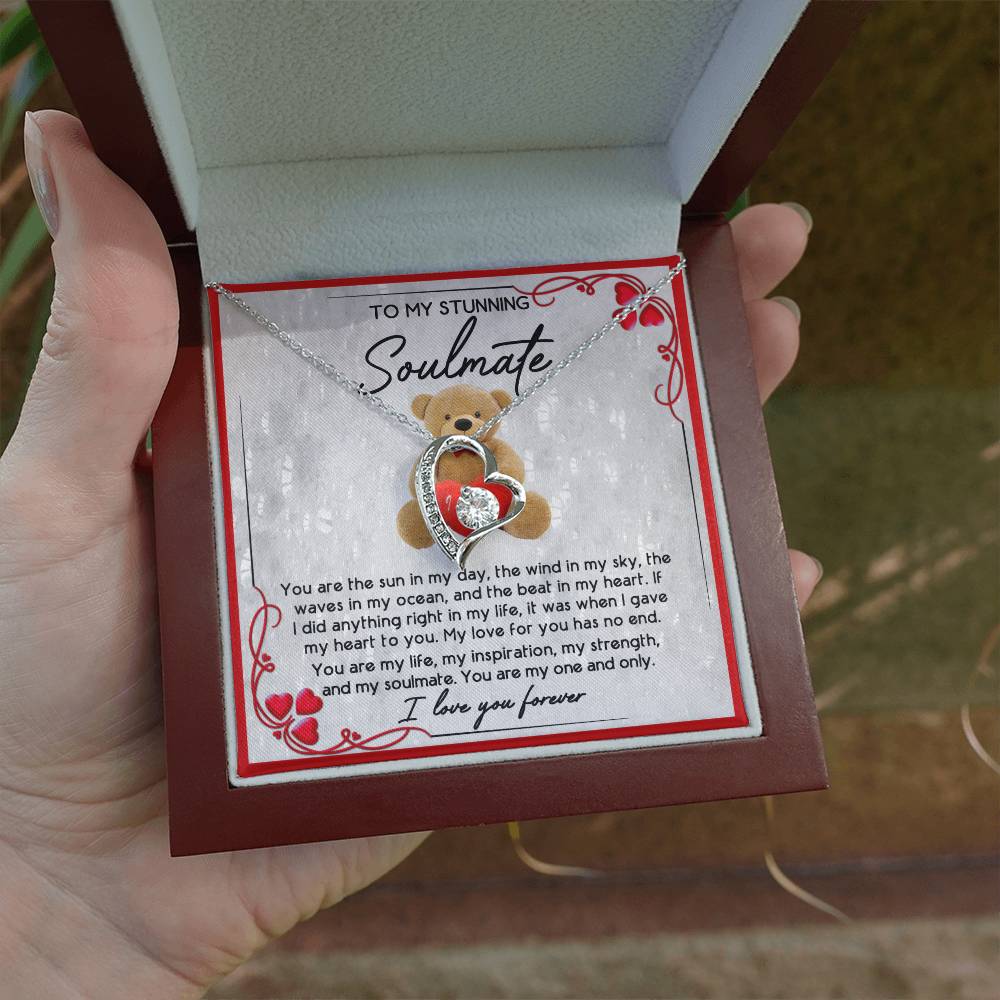 To My Stunning Soulmate Necklace Gift, Wife Girlfriend Soulmate Gift, Anniversary, Valentine's Day Birthday Gift, Soulmate Jewelry With Meaningful Message Card And Box.