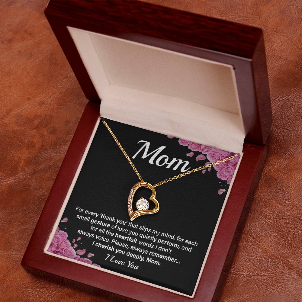 Heartfelt Mom Necklace Gift with Message Card