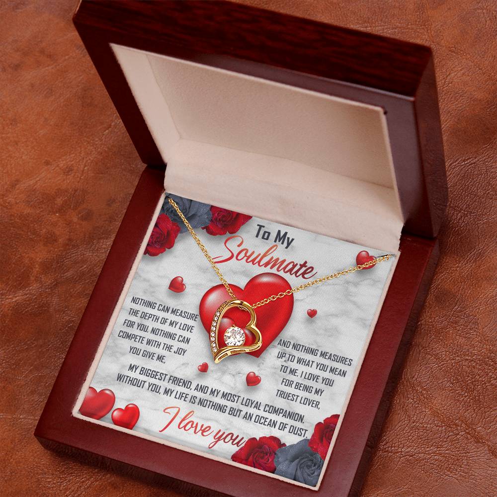 To My Soulmate Necklace Gift- Nothing Can Measure The Depth Of My Love For You, Valentine's Day Soulmate Jewelry With A Meaningful Message Card.