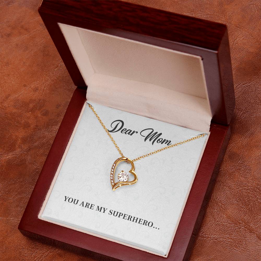 Dear Mom, Inspirational Gift Necklace For Mother Heart Pendant Necklace Best Friend Necklace For Loving Necklace With Message Of Love And Admiration Best Christmas Necklace Gift Best Family Necklace Gift Superhero Mom Necklace Gift