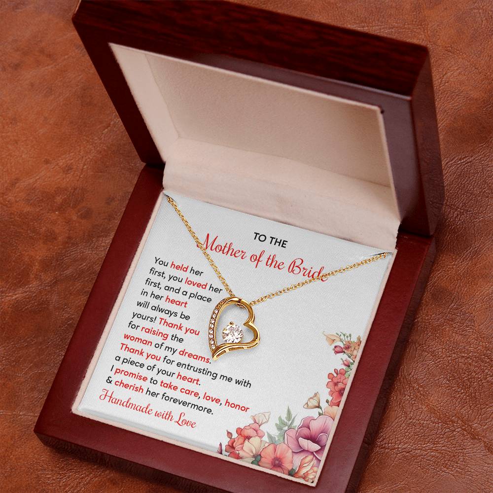 To The Mother Of The Bride, Heartfelt Necklace For Her Loving Jewelry For A Special Bond Thank You Gift For A Mother Sentimental Necklace For Love Appreciation Necklace For Her Beautiful Necklace Elegant Jewelry For Family Bond Thoughtful Necklace