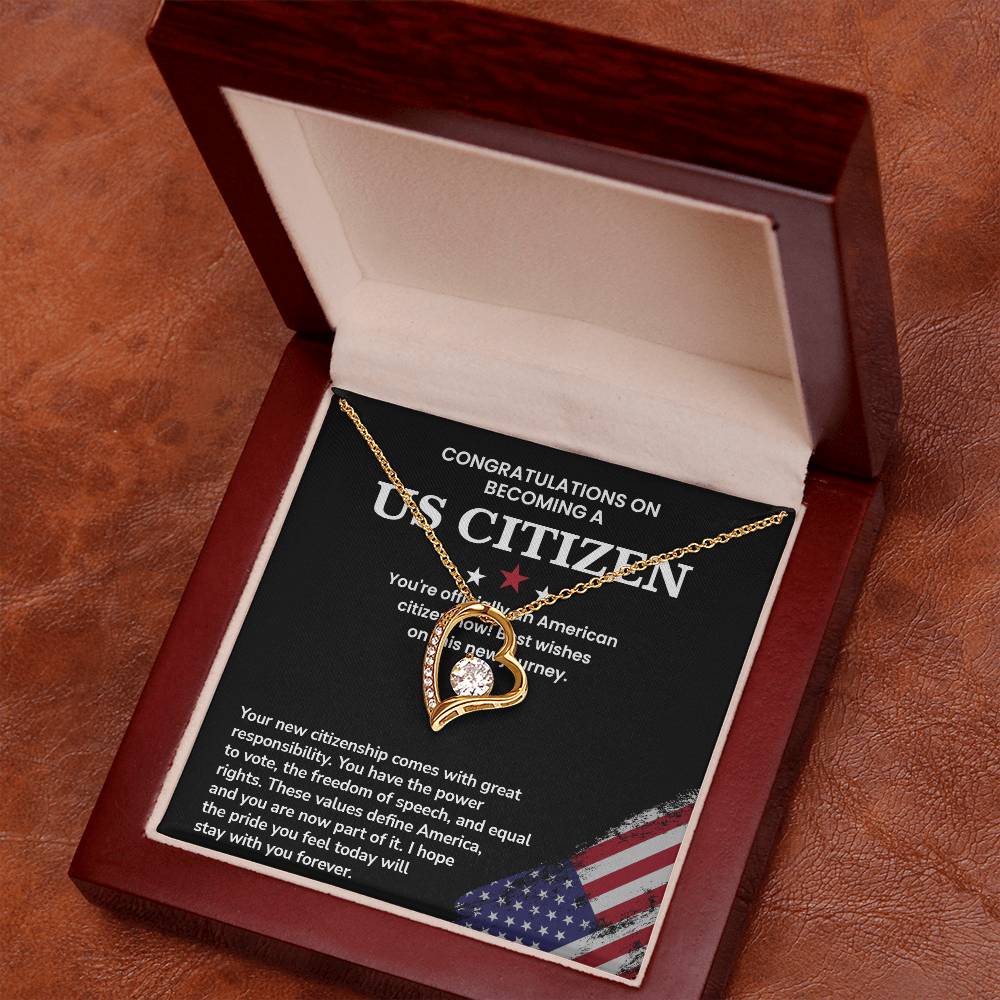 Congratulations Necklace For New U.s. Citizen Necklace For New U.s. Citizen Necklace With Citizenship Message Necklace For Official U.s. Citizen Necklace For New U.s. Patriot Jewelry For New U.s. Citizen Gift For U.s. Citizenship Ceremony