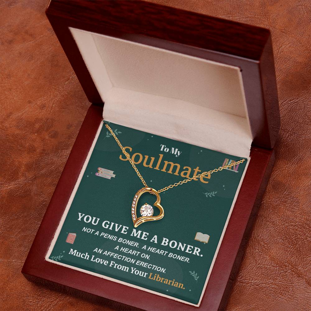 Librarian to Soulmate Necklace with Funny Message Card