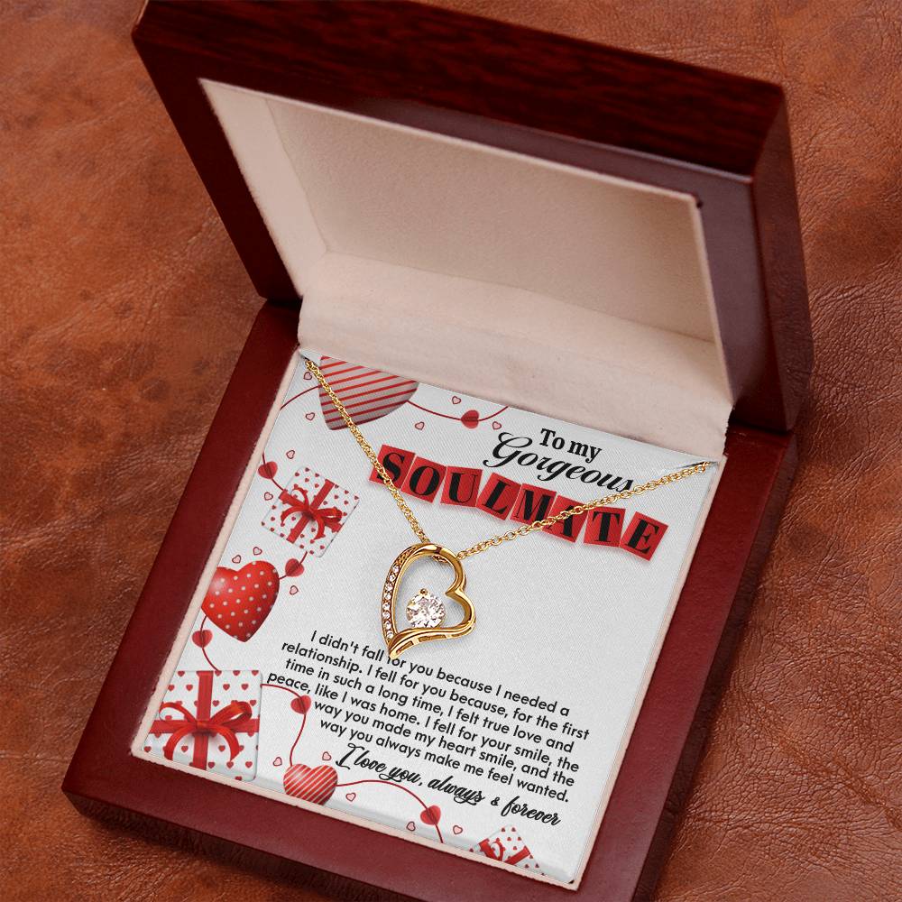 To My Gorgeous Soulmate Necklace, I Didn't Fall For You Because I Need A Relationship Necklace For Wife, Girlfriend, Forever Heart Necklace Gift With A Meaningful Message Card Gift From Husband And Boyfriend.