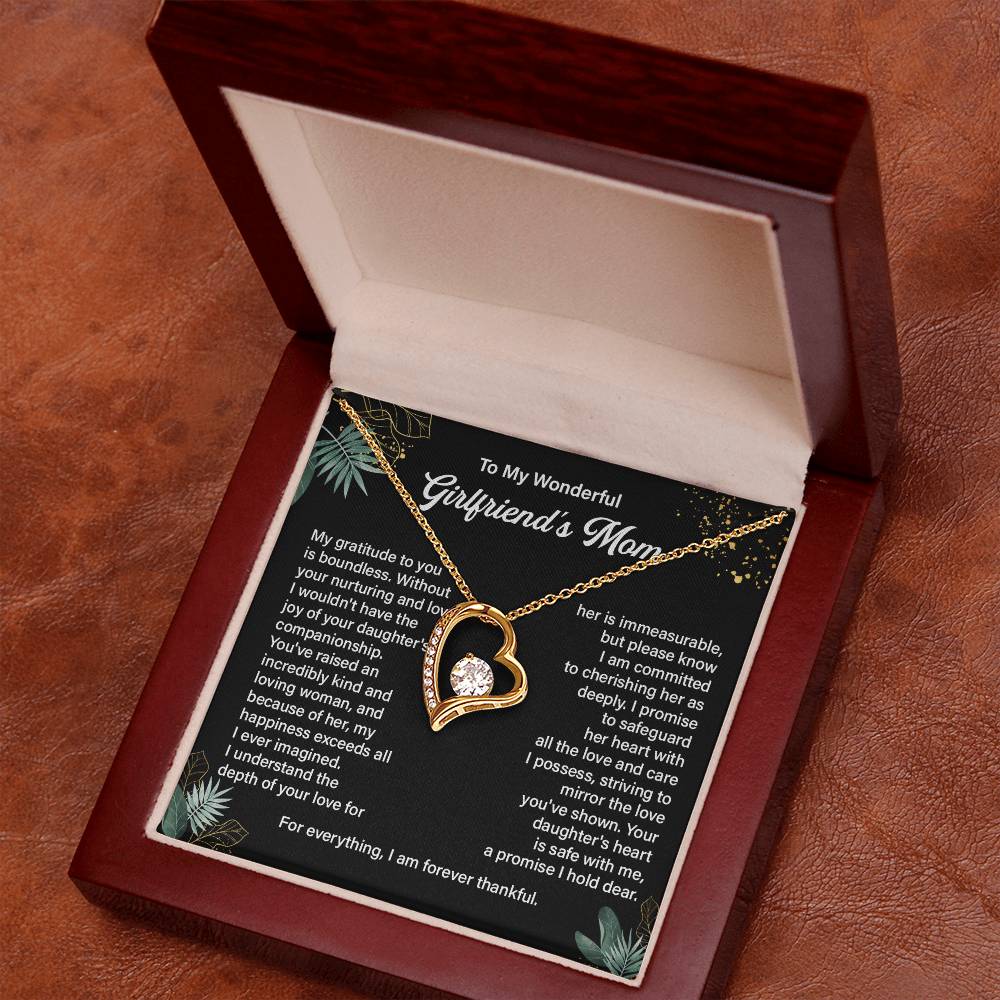 To My Wonderful Girlfriend's Mom, Forever In My Heart Necklace Heartwarming Bond Necklace Thank You Gift Necklace Beautiful Journey Necklace Family Bond Necklace Emotional Connection Necklace