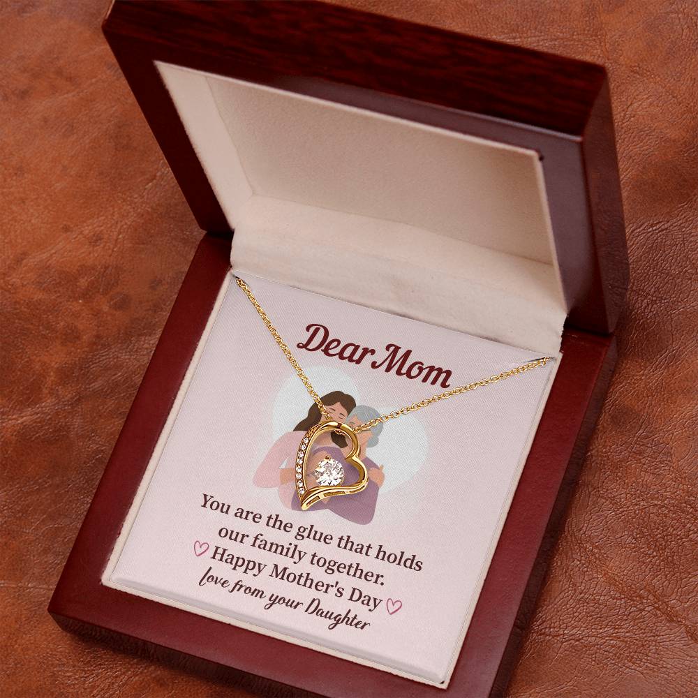 Dear Mom Family Glue Pendant Elegant Jewelry For A Mother’s Day Gift Sweet Gift For A Wonderful Woman Heartfelt Necklace Sentimental Jewelry Thank You Pendant Gift For A Special Mom Sweet Pendant For Family Love