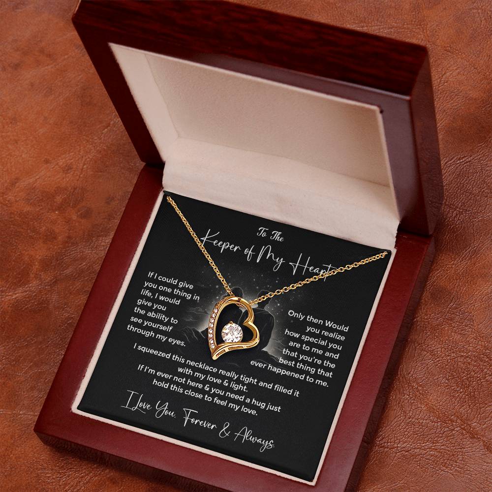 To The Keeper of My Heart Necklace Gift From Husband Message Card & Box